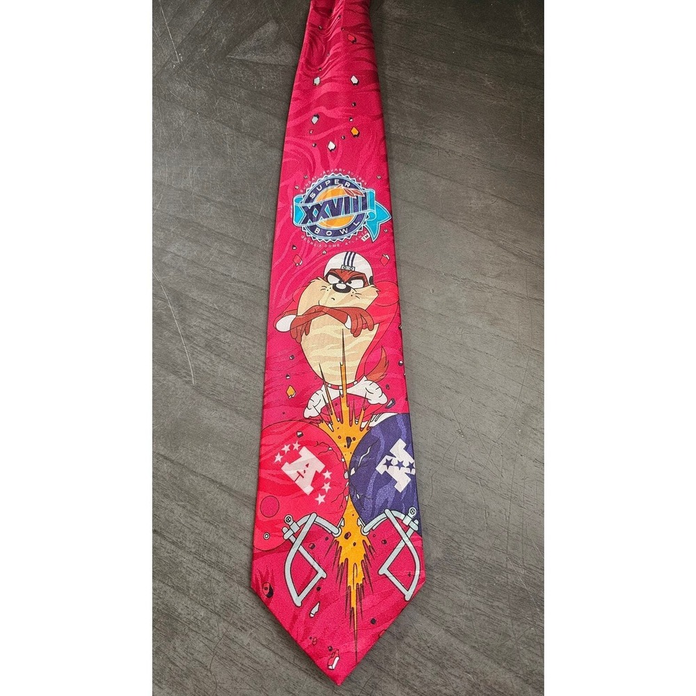 SUPER BOWL XXVIII / Tazmanian Devil Looney Toons NECK TIE Atlanta AFC is NFC